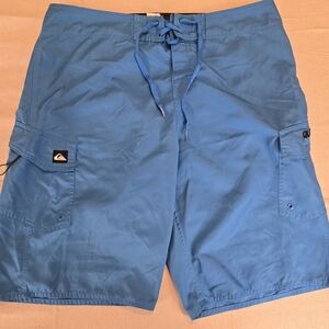 Quiksilver Mens Board Shorts Size 34 Blue Surf Swim Trunks Beach